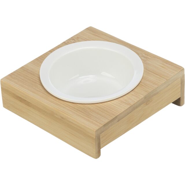 Set keramičkih činija na stalku od bambusovog drveta 0.25l 12cm 15x5x15cm bela činije