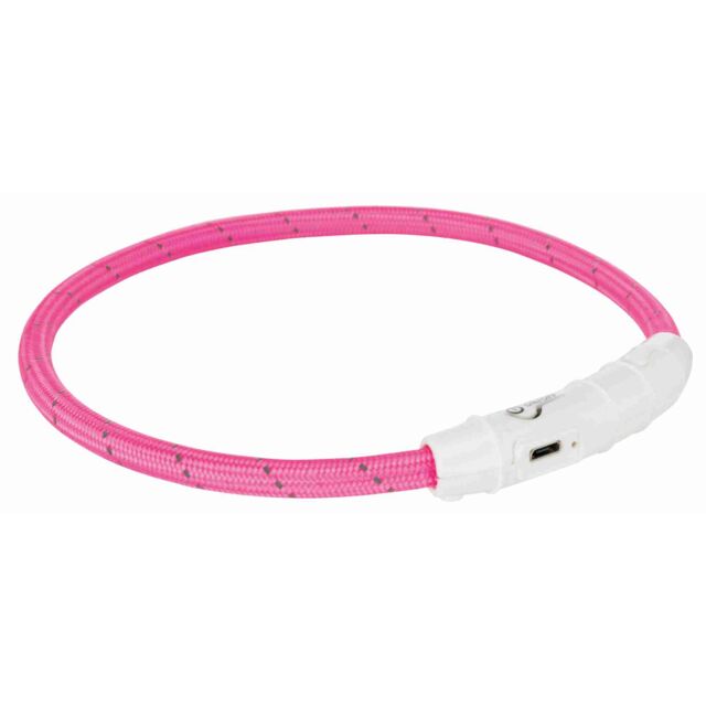 Svetleća ogrlica USB L-XL 65cm/7mm pink